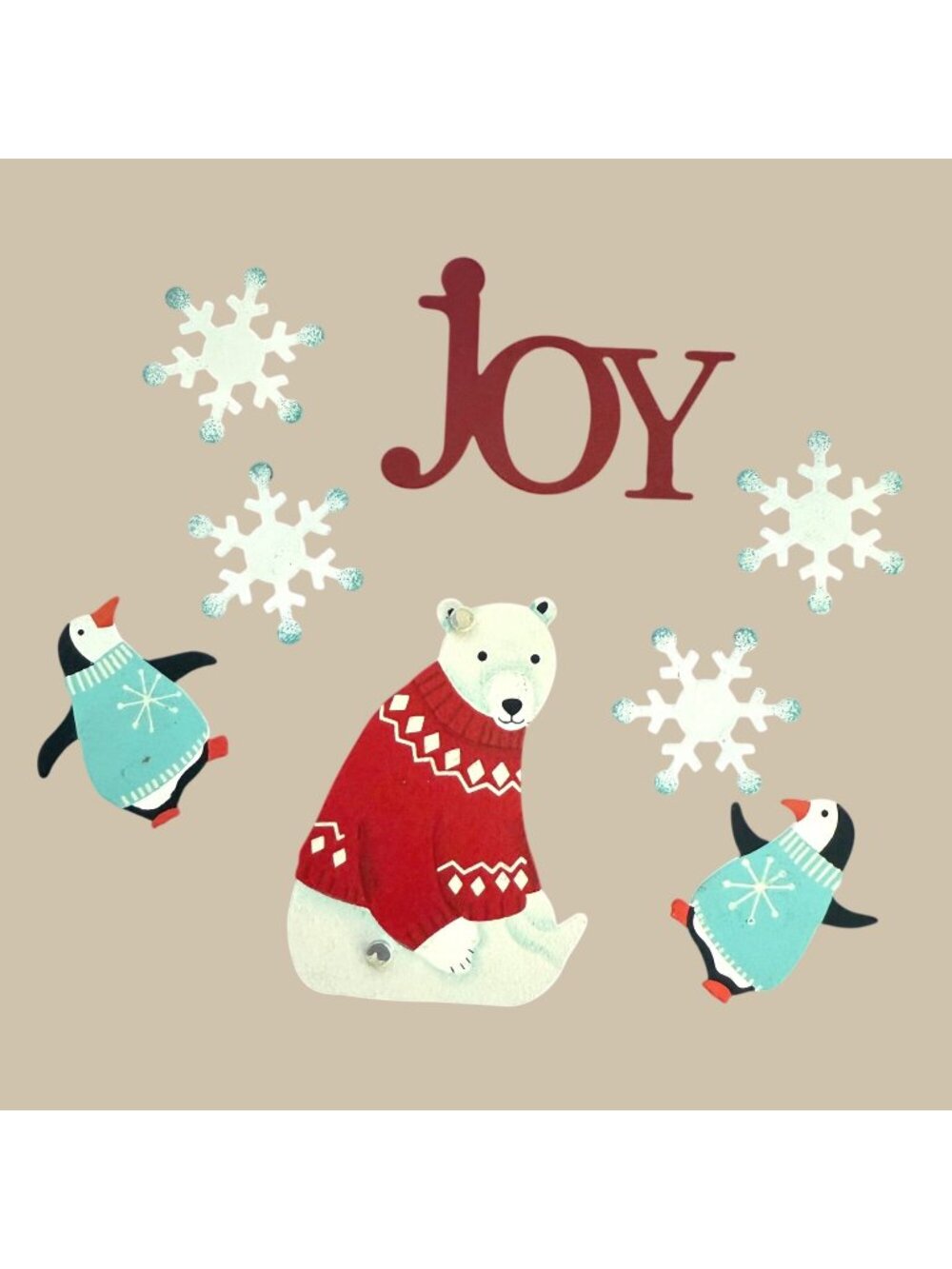 Roeda Embellish Your Story Christmas JOY Winter penguin polar bear metal magneti